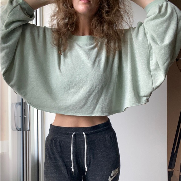 Jersey Mint Green Crop Sweater - Picture 2 of 3